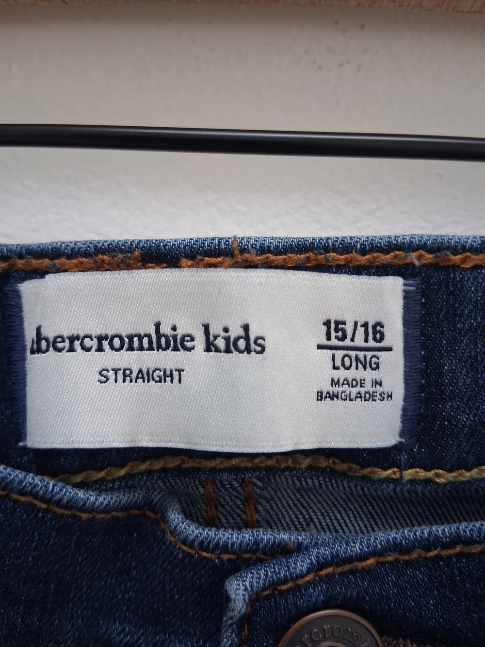 Abercrombie Kids' Straight Leg Denim Jeans Long Size 15/16 Years Classic